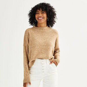 Women's Sonoma Goods For Life® Funnel Neck Sweater - XS - Dark Cork color